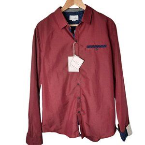 Craft + Flow Men's Maroon Long Sleeve Button Up Casual Shirt Size Large NWT